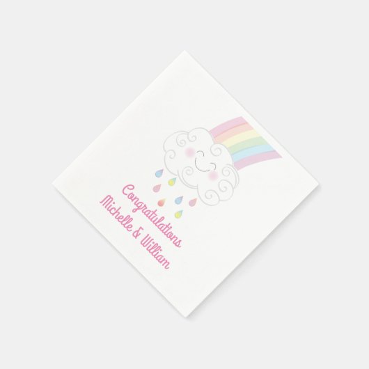 Babydusche Sprinkle Rainbow Raindrop Cloud Serviette (Ecke)