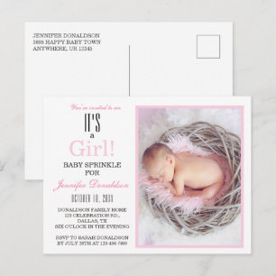 Babydusche Sprinkle Rosa Foto Einladung Postkarte