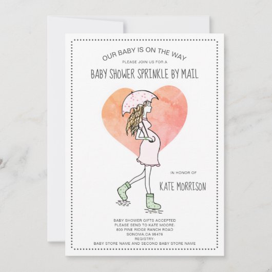 Babydusche sprinkst per Post Einladung (Vorderseite)