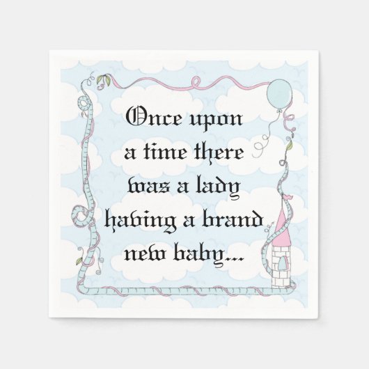 Babydusche Standard Cocktail Napkin Castle Pk/Bl Serviette (Vorderseite)