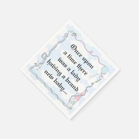 Babydusche Standard Cocktail Napkin Castle Pk/Bl Serviette (Ecke)