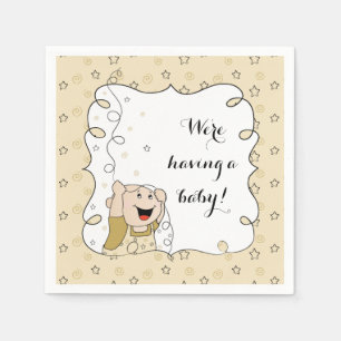 Babydusche Standard Cocktail Napkin Gold/Bk Baby Serviette