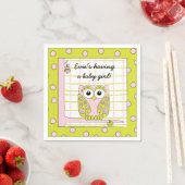 Babydusche Standard Cocktail Napkin Pink Owl Serviette (Beispiel)