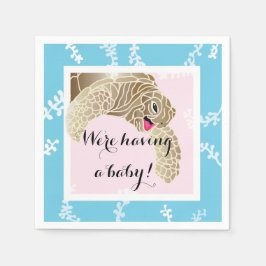 Babydusche Standard Cocktail Napkin Turtle Pk/Tq Serviette