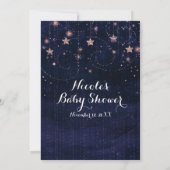 Babydusche Starry Night Lila & Gold Einladung (Rückseite)