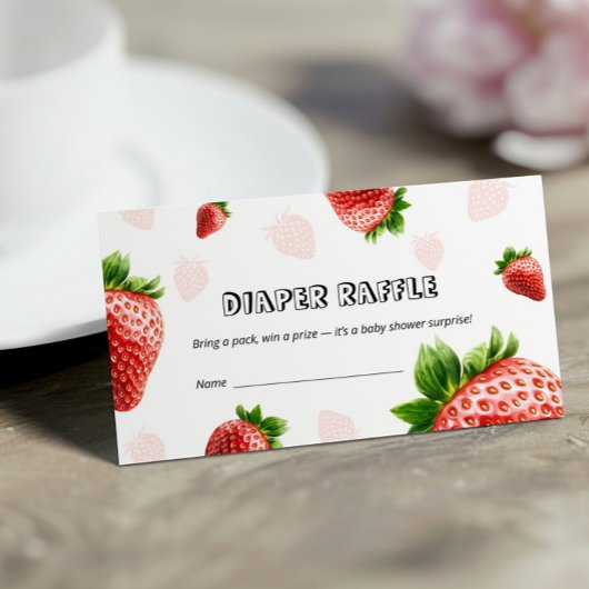 Babydusche Strawberry Diaper Raffekarte Visitenkarte