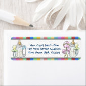 Babydusche Streifen Rücksendeadressen-Aufkleber (Insitu)