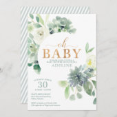 Babydusche (Sukkulent und Grünpflanzen) Einladung (Vorne/Hinten)
