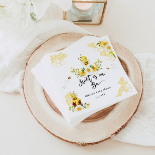 Babydusche süß wie Bienendusche Serviette