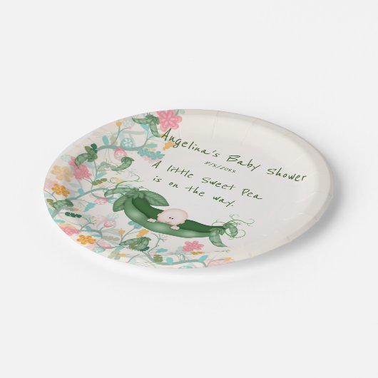 Babydusche Süßerbse, Pea Pod, Blume Pappteller (Schrägansicht)