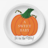 Babydusche Sweet Baby Orange Pumpkin Pappteller (Vorderseite)