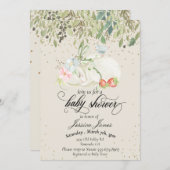 Babydusche Sweet Bunny Gold Confetti Einladung (Vorne/Hinten)