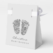 Babydusche Sweet Feet Tropfens Glitzer Silver Gray Geschenkschachtel (Rückseite)