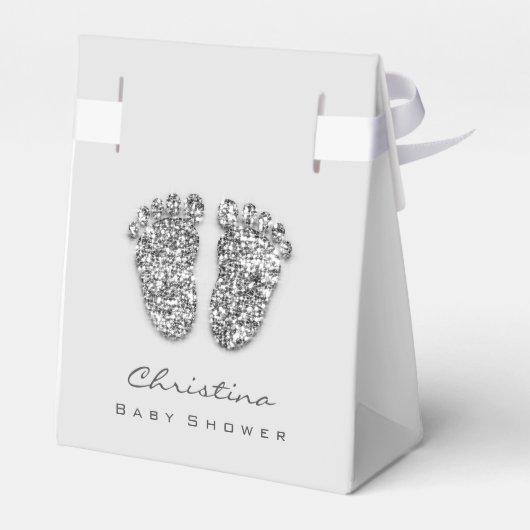 Babydusche Sweet Feet Tropfens Glitzer Silver Gray Geschenkschachtel (Rückseite)