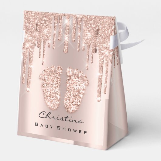 Babydusche Sweet Feet Tropfens Rose Glitzer Vlush Geschenkschachtel (Rückseite)