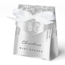 Babydusche Sweet Feet Tropfens Silver Gray Glitzer