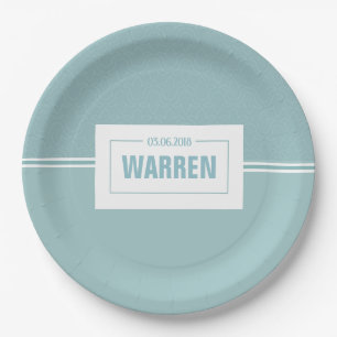 Babydusche, Taufe Baby Blue Geburtsdatum Pappteller