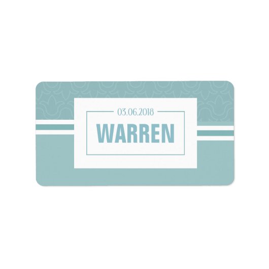 Babydusche, taufender Baby Blue Date Adressaufkleber (Vorne)