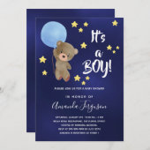 Babydusche Tedbear Bäreny Stars Einladung (Vorne/Hinten)