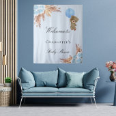 Babydusche Teddy Bär Blau Pampas Gras Wandteppich