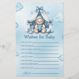 Babydusche Teddy Bär in Zelt Wünsche für