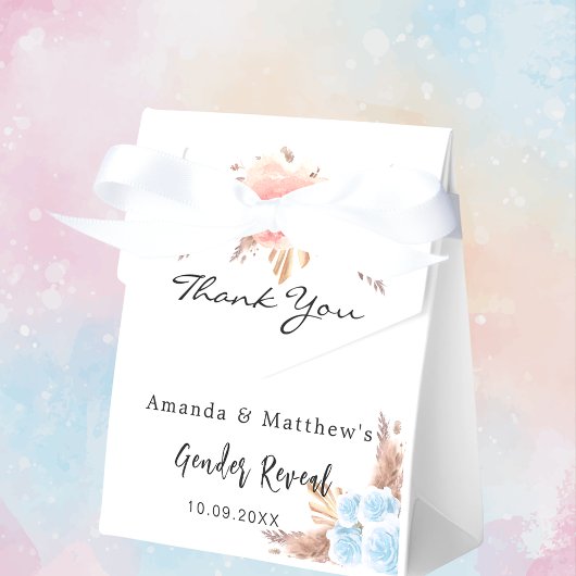 Babydusche Teddy Bär Pampas Gras Blüte Geschenkschachtel