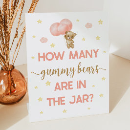 Babydusche Teddy Bär Wie viele Gummibären spielen Sockelschild