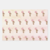 Babydusche Teddy Bärenmädchen Rose Rosa Geschenkpapier Set (Vorderseite)
