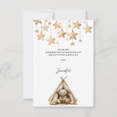 Babydusche Teddy Bärenstars Zeltbeige Dankeskarte (Rückseite)