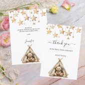 Babydusche Teddy Bärenstars Zeltbeige Dankeskarte
