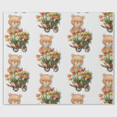 Babydusche Teddy Bear Blau rustikale Blüte Geschenkpapier (Flach)