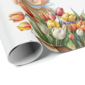 Babydusche Teddy Bear Blau rustikale Blüte Geschenkpapier (Rolleneckpunkt)