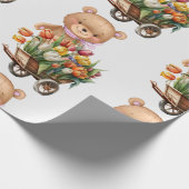 Babydusche Teddy Bear blumenrosa Geschenkpapier (Ecke)