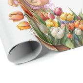 Babydusche Teddy Bear blumenrosa Geschenkpapier (Rolleneckpunkt)