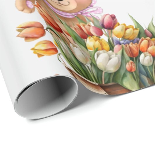 Babydusche Teddy Bear blumenrosa Geschenkpapier (Rolleneckpunkt)