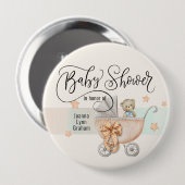 Babydusche Teddy Bear Personalisiert 4" Button (Vorne & Hinten)