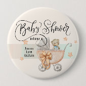 Babydusche Teddy Bear Personalisiert 4" Button (Vorderseite)