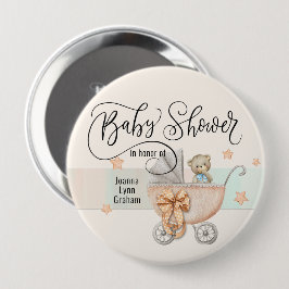 Babydusche Teddy Bear Personalisiert 4" Button