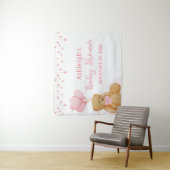 Babydusche Teddy Bear Pink Stars Hintergrund Wandteppich (Beispiel)