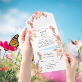 Babydusche Teddy Pampas Pink Blütenweiß UAWG All In One Einladung