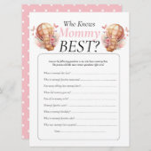 Babydusche. Teddyballons Mädchen, die Mama kennen Einladung (Vorne/Hinten)