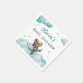 Babydusche Teddybär blau Serviette (Ecke)