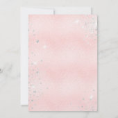 Babydusche Teddybär Mädchen pink silber Luxus Einladung (Rückseite)