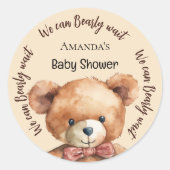 Babydusche Teddybär wir können beige warten Runder Aufkleber (Vorderseite)