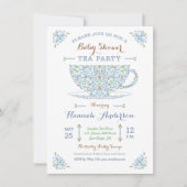 Babydusche Tee Party- Baby Boy II Einladung (Vorderseite)