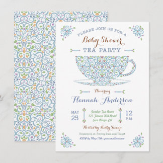 Babydusche Tee Party- Baby Boy II Einladung