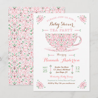 Babydusche Tee Party- Baby Girl II Einladung