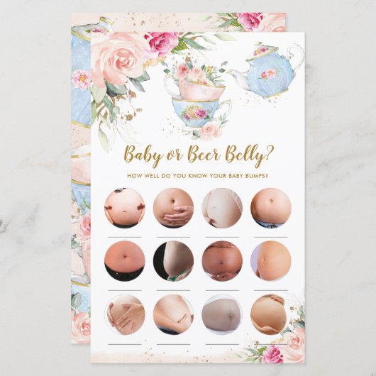 Babydusche Tee Party Baby oder Bierbauch Game (Vorne/Hinten)