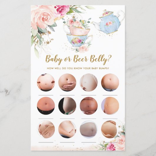 Babydusche Tee Party Baby oder Bierbauch Game (Vorderseite)