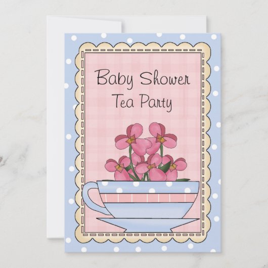Babydusche Tee Party Einladung (Vorderseite)